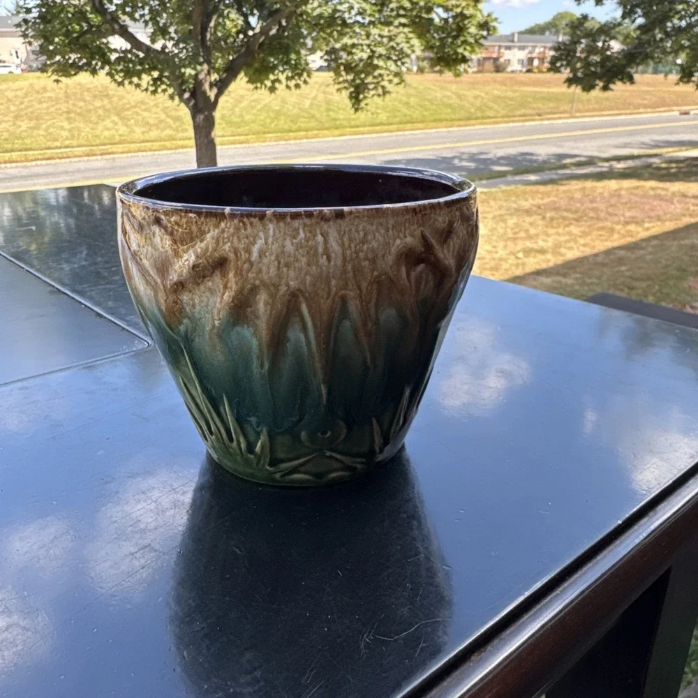Antique stamped 30s Roseville Pottery RRP Planter Sun & Moon Jardiniere Signed‎